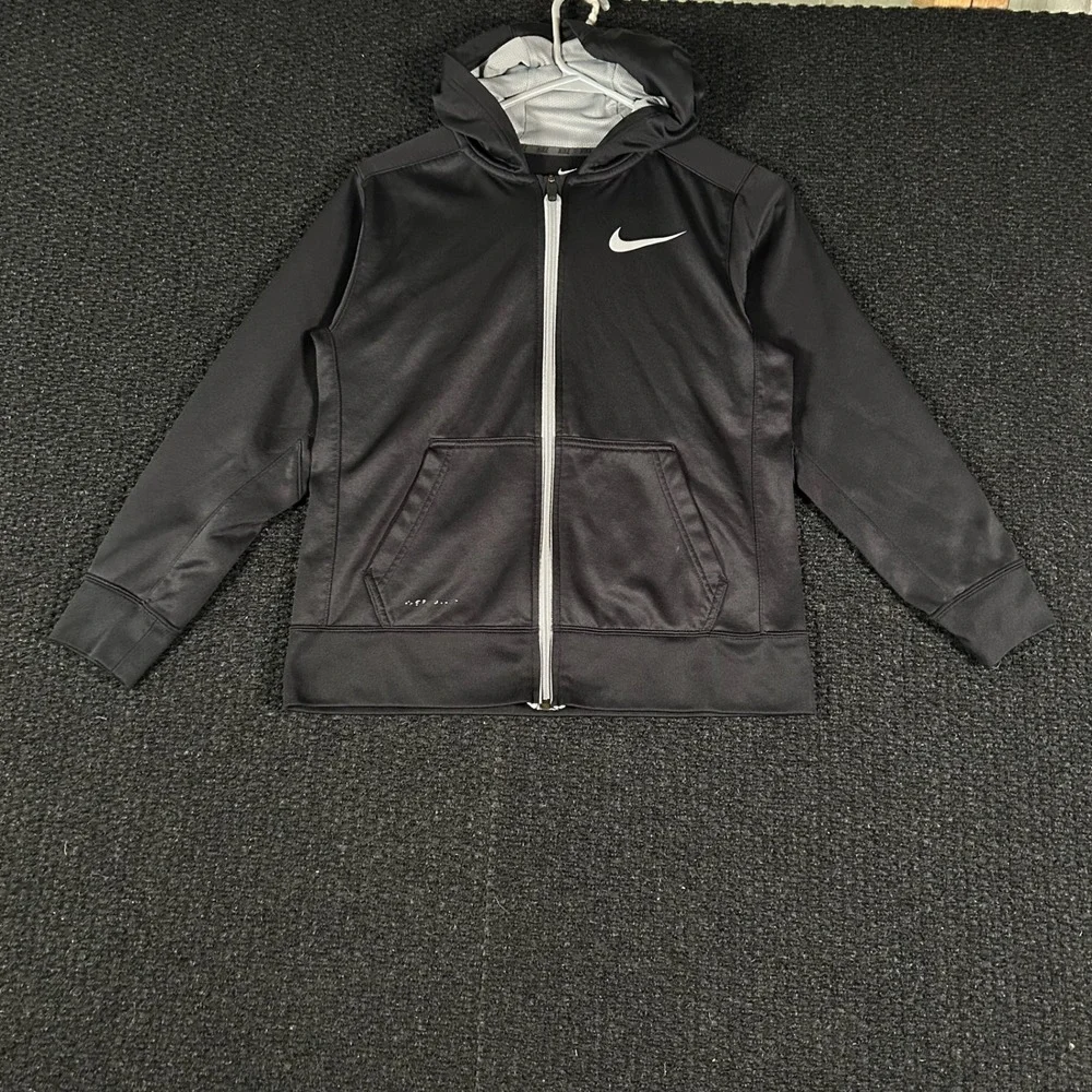 Nike Therma Fit‎ Full Zip Hoodie Black Kids Boys Youth Size Large Athletic